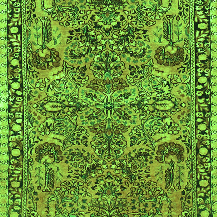 Serging Thickness of Machine Washable Oriental Green Traditional Area Rugs, wshtr4789grn