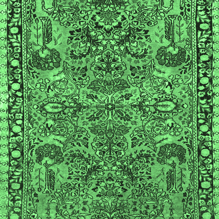 Machine Washable Oriental Emerald Green Traditional Area Rugs, wshtr4789emgrn