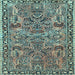 Square Machine Washable Oriental Light Blue Traditional Rug, wshtr4789lblu