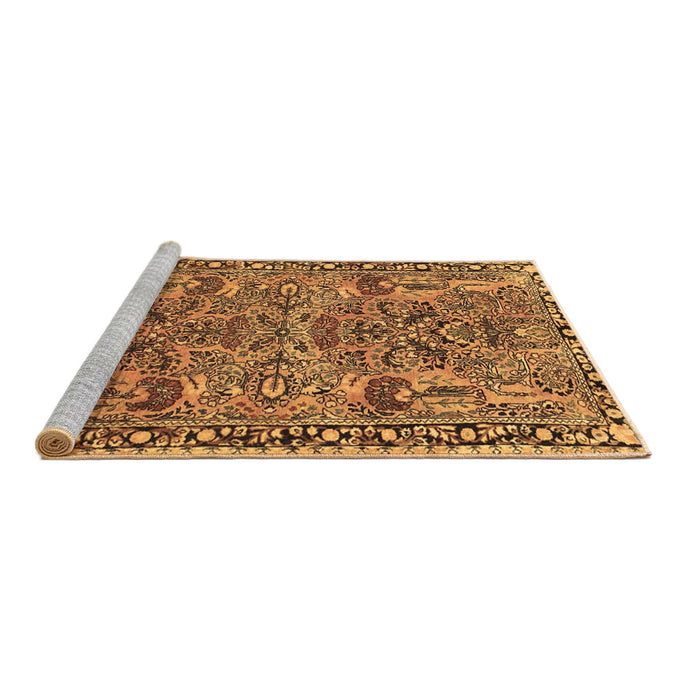 Sideview of Machine Washable Oriental Brown Traditional Rug, wshtr4789brn