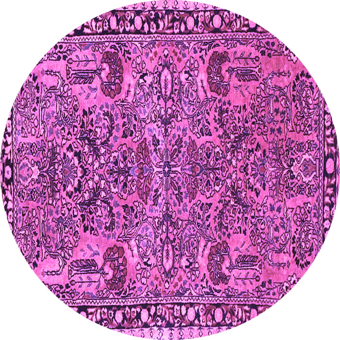 Round Oriental Purple Traditional Rug, tr4789pur
