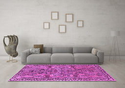 Machine Washable Oriental Purple Traditional Area Rugs in a Living Room, wshtr4789pur