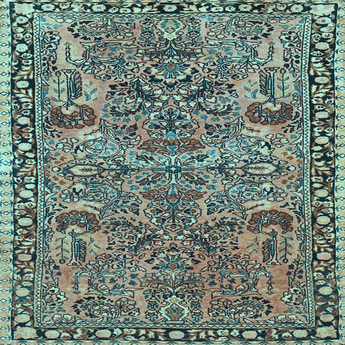 Square Oriental Light Blue Traditional Rug, tr4789lblu