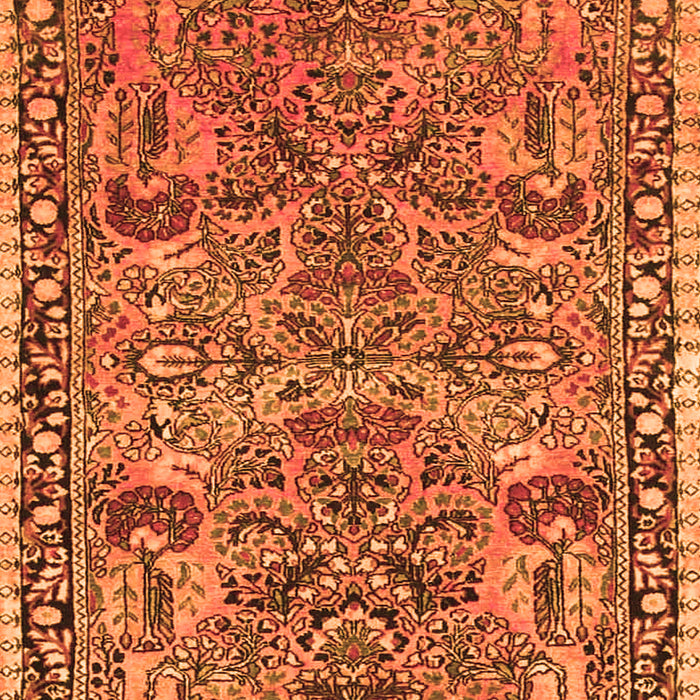 Serging Thickness of Machine Washable Oriental Orange Traditional Area Rugs, wshtr4789org