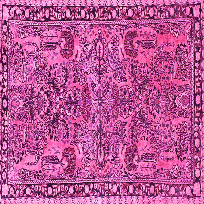 Square Oriental Pink Traditional Rug, tr4789pnk