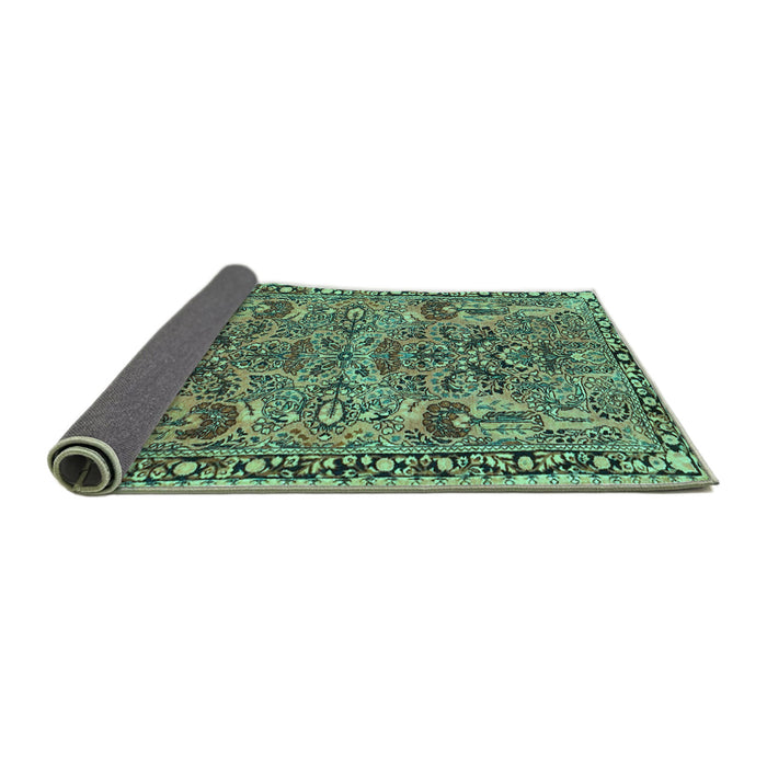 Sideview of Oriental Turquoise Traditional Rug, tr4789turq