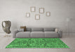 Machine Washable Oriental Emerald Green Traditional Area Rugs in a Living Room,, wshtr4789emgrn