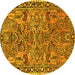 Round Oriental Yellow Traditional Rug, tr4789yw