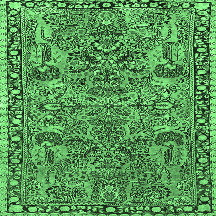 Square Oriental Emerald Green Traditional Rug, tr4789emgrn