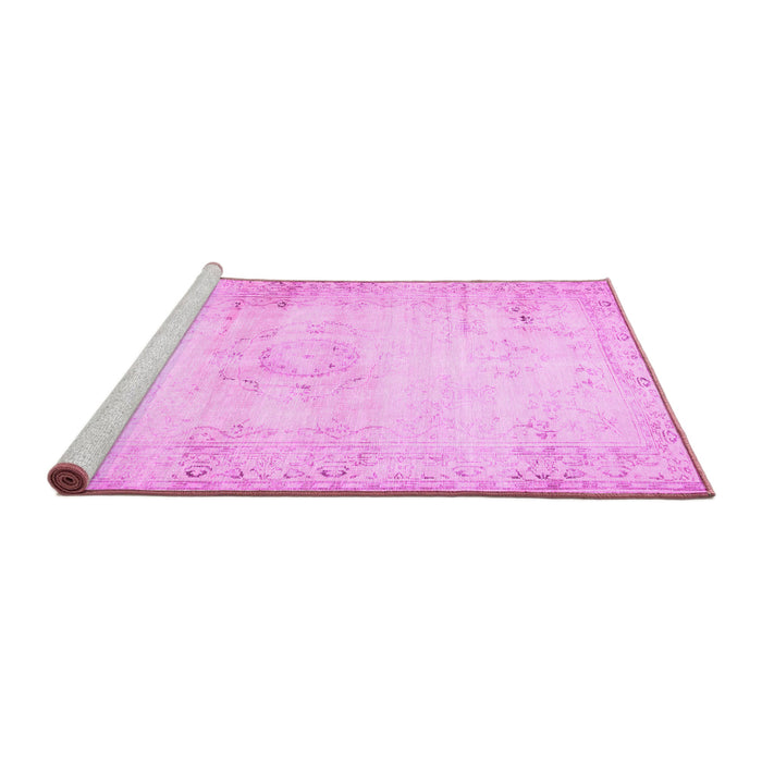 Sideview of Machine Washable Persian Pink Traditional Rug, wshtr478pnk