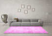 Machine Washable Persian Pink Traditional Rug in a Living Room, wshtr478pnk