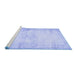 Sideview of Machine Washable Persian Blue Traditional Rug, wshtr478blu