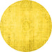 Round Machine Washable Persian Yellow Traditional Rug, wshtr478yw