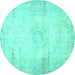 Round Persian Turquoise Traditional Rug, tr478turq