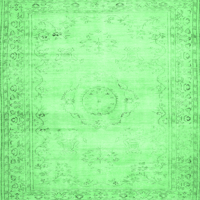 Square Machine Washable Persian Emerald Green Traditional Area Rugs, wshtr478emgrn