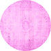 Round Machine Washable Persian Pink Traditional Rug, wshtr478pnk