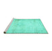 Sideview of Machine Washable Persian Turquoise Traditional Area Rugs, wshtr478turq