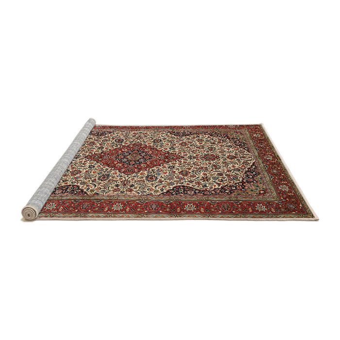 Sideview of Machine Washable Traditional Saffron Red Rug, wshtr479