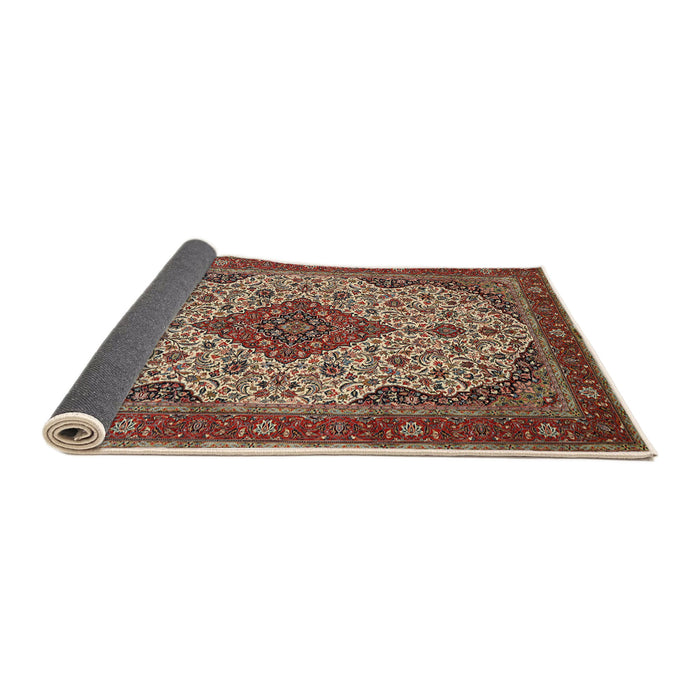 Sideview of Traditional Saffron Red Medallion Rug, tr479