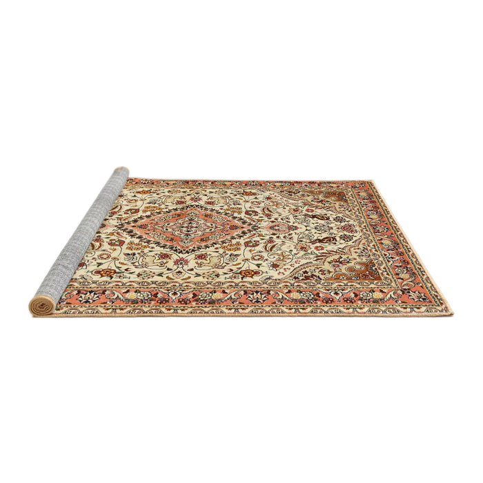 Sideview of Machine Washable Traditional Brown Gold Rug, wshtr4790