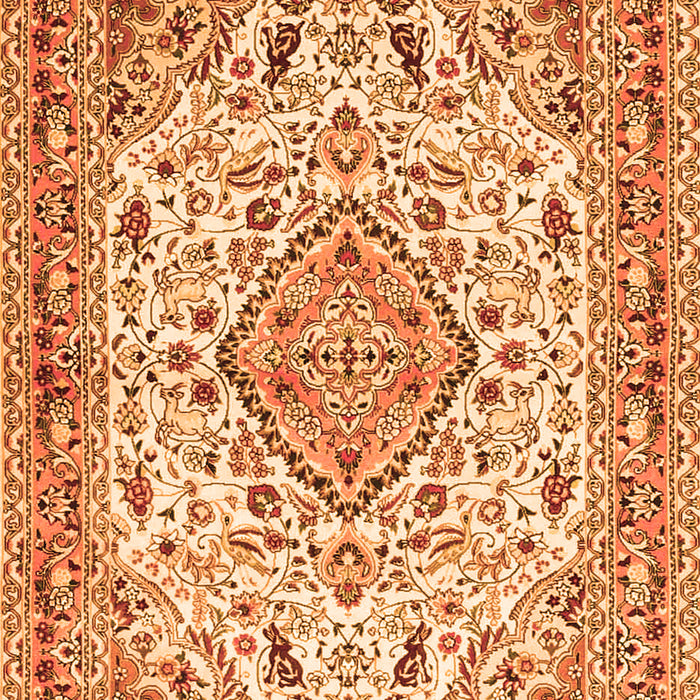 Serging Thickness of Machine Washable Medallion Orange Traditional Area Rugs, wshtr4790org
