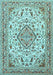 Machine Washable Medallion Light Blue Traditional Rug, wshtr4790lblu