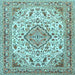 Square Medallion Light Blue Traditional Rug, tr4790lblu