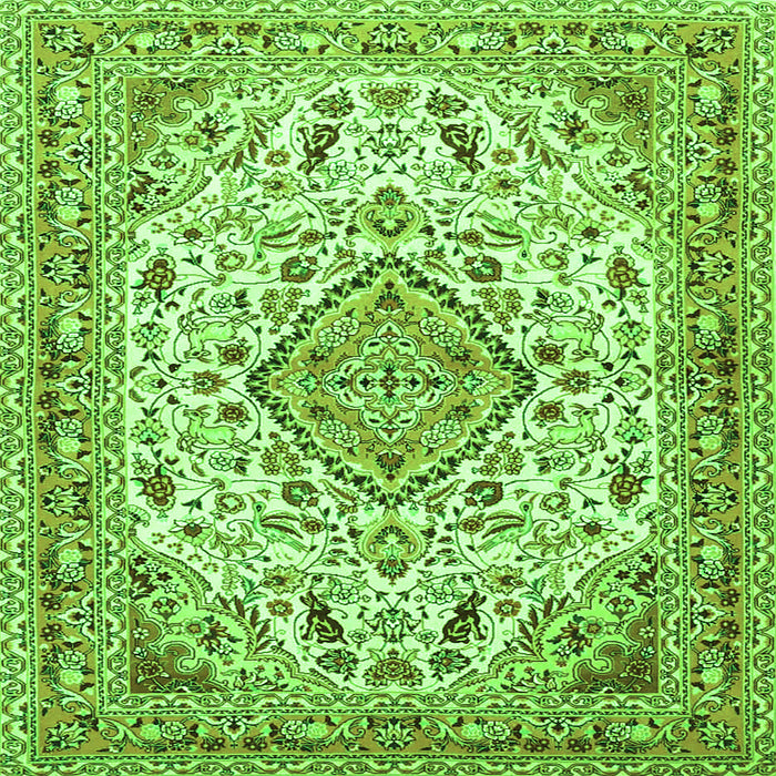 Serging Thickness of Medallion Green Traditional Rug, tr4790grn