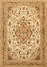 Machine Washable Medallion Brown Traditional Rug, wshtr4790brn