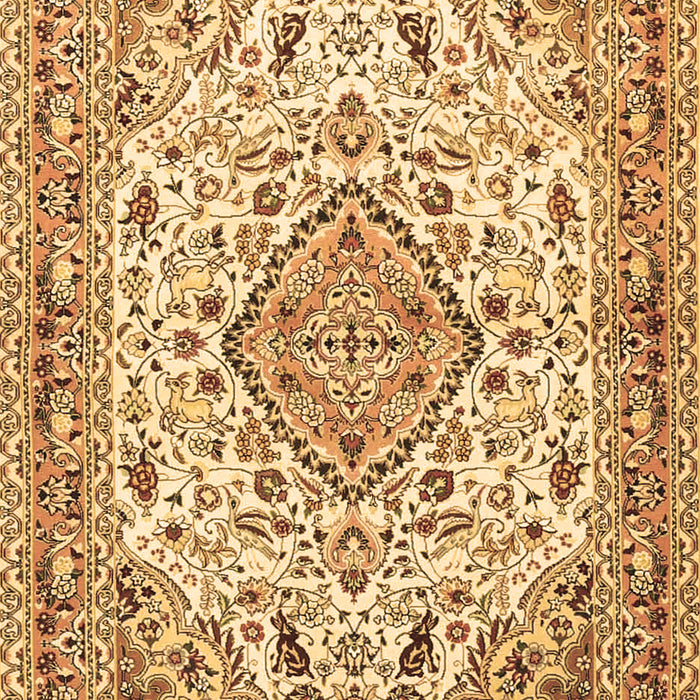 Machine Washable Medallion Brown Traditional Rug, wshtr4790brn