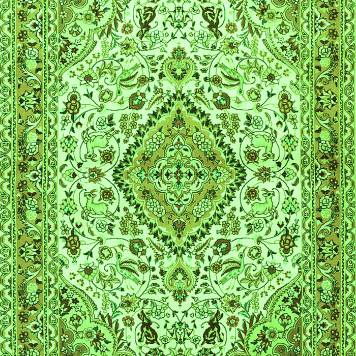 Serging Thickness of Machine Washable Medallion Green Traditional Area Rugs, wshtr4790grn
