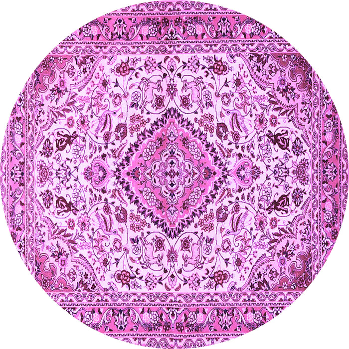 Round Medallion Purple Traditional Rug, tr4790pur