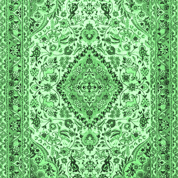 Medallion Emerald Green Traditional Rug, tr4790emgrn