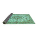 Sideview of Medallion Turquoise Traditional Rug, tr4790turq