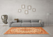 Machine Washable Medallion Orange Traditional Area Rugs in a Living Room, wshtr4790org