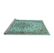 Sideview of Machine Washable Medallion Light Blue Traditional Rug, wshtr4790lblu