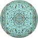 Round Medallion Light Blue Traditional Rug, tr4790lblu