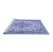 Sideview of Machine Washable Medallion Blue Traditional Rug, wshtr4790blu