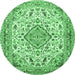 Round Medallion Emerald Green Traditional Rug, tr4790emgrn