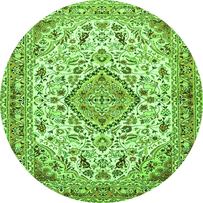 Square Medallion Green Traditional Rug, tr4790grn