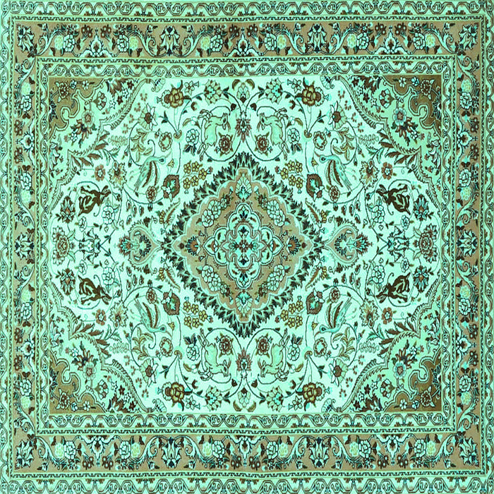 Square Medallion Turquoise Traditional Rug, tr4790turq
