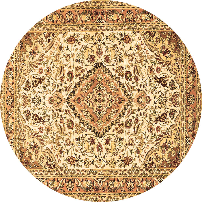 Round Medallion Brown Traditional Rug, tr4790brn