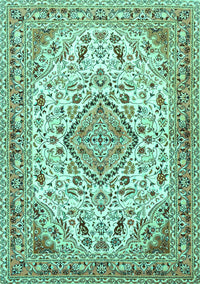 Medallion Turquoise Traditional Rug, tr4790turq