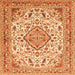 Round Machine Washable Medallion Orange Traditional Area Rugs, wshtr4790org