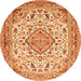 Machine Washable Medallion Orange Traditional Area Rugs, wshtr4790org