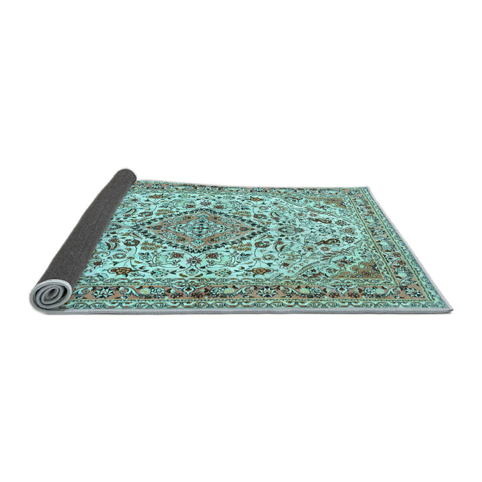 Sideview of Medallion Light Blue Traditional Rug, tr4790lblu