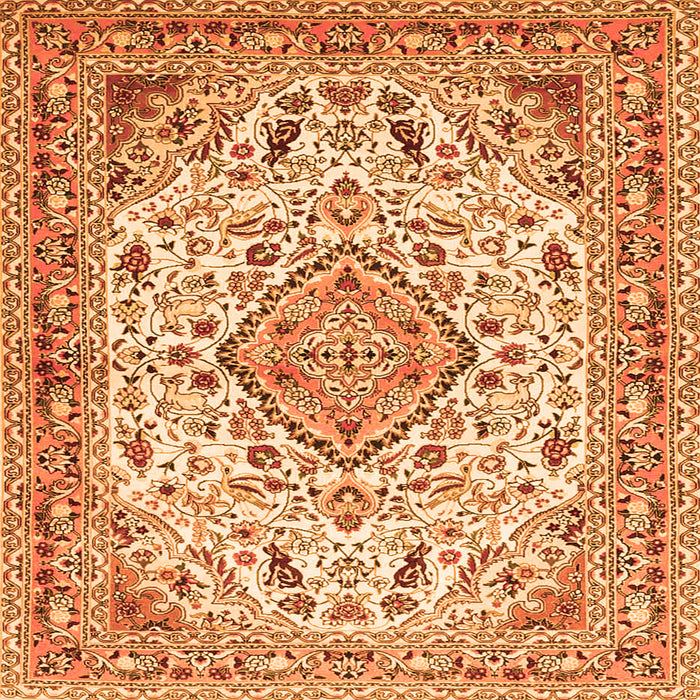 Serging Thickness of Medallion Orange Traditional Rug, tr4790org