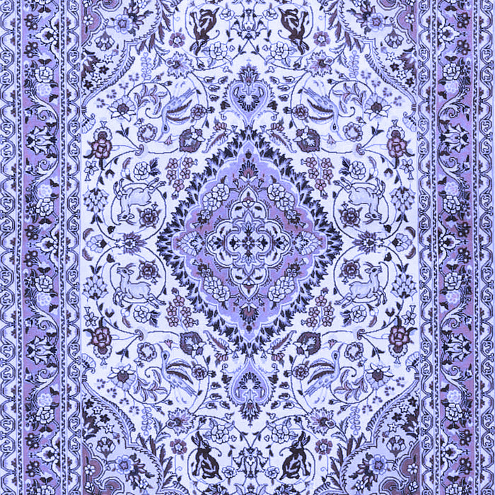 Machine Washable Medallion Blue Traditional Rug, wshtr4790blu