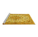 Sideview of Machine Washable Medallion Yellow Traditional Rug, wshtr4790yw