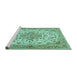 Sideview of Machine Washable Medallion Turquoise Traditional Area Rugs, wshtr4790turq